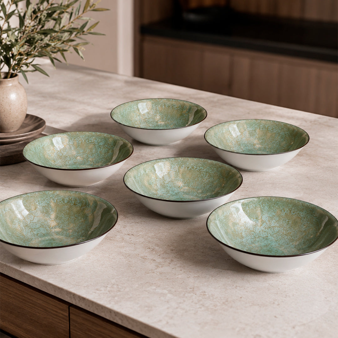 Set Oliva - Platos soperos de porcelana