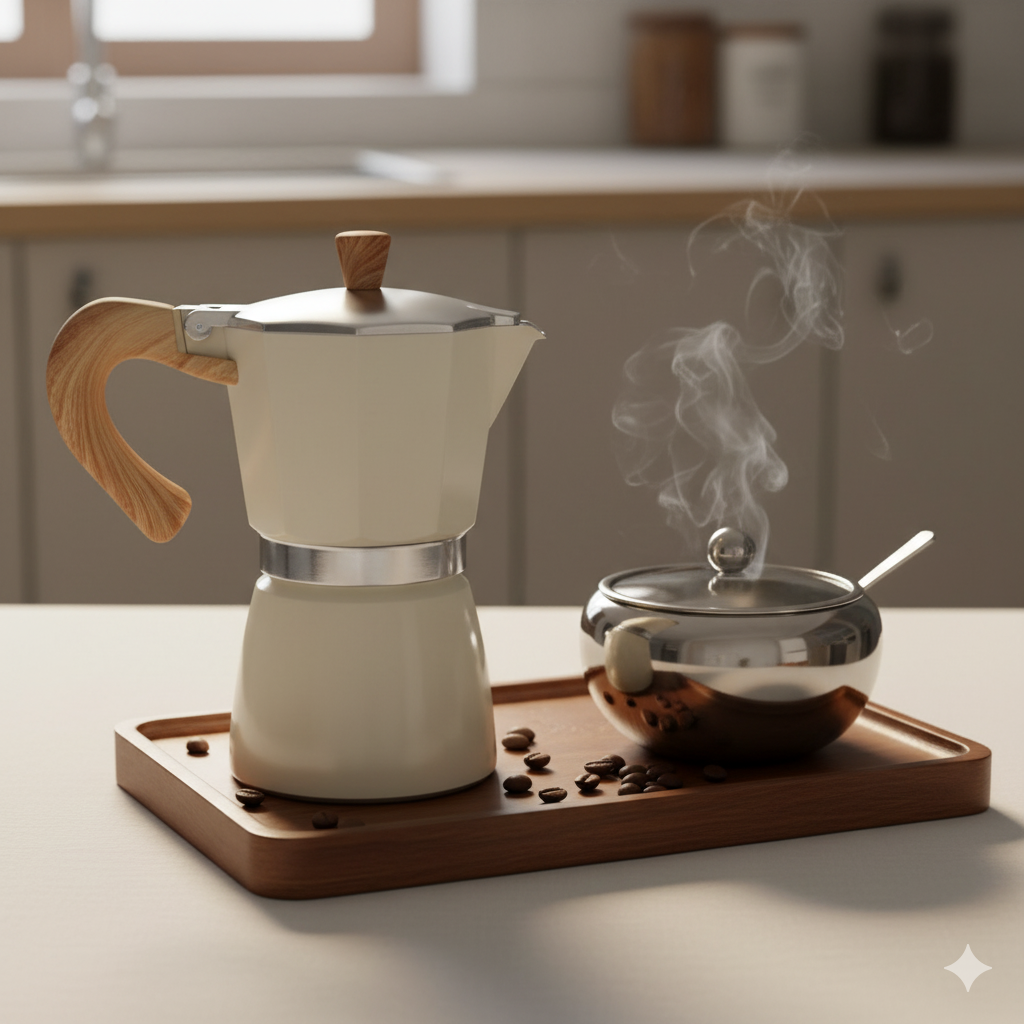 SET MOKA - CAFETERA PARA 6 TAZAS DE CAFÉ Y AZUCARERA DE ACERO